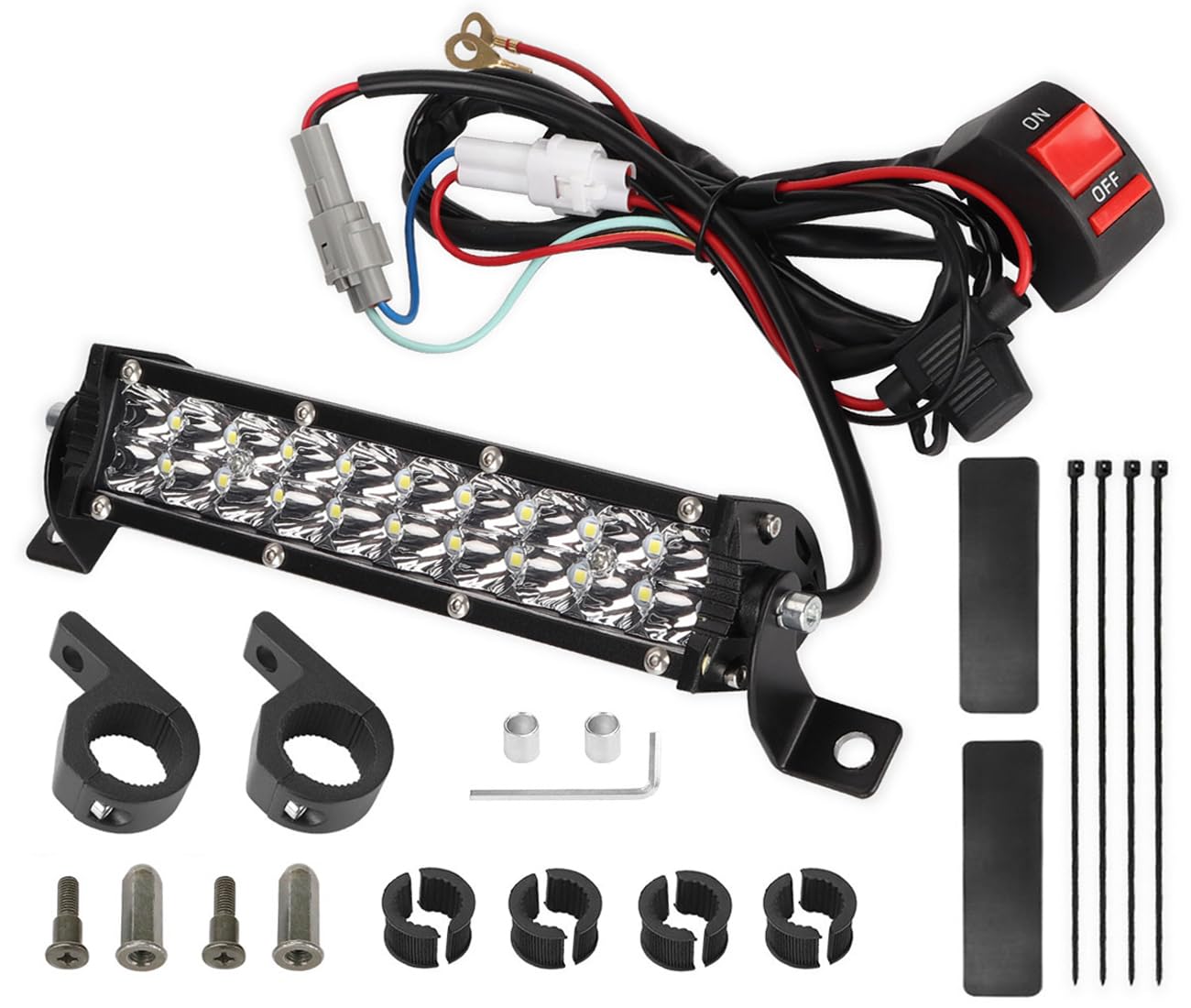 Photo 1 of **MISSING PIECES** LED Light Bar ON/OFF Switch Front Headlight Bar Kit Dirtbike Light Bar for KLX110 CRF110 TTR110 YZ250F Motorcycle Adjustable with Mounting Bracket light Bar Kit for most 7/8'' Handlebars Plug and Play