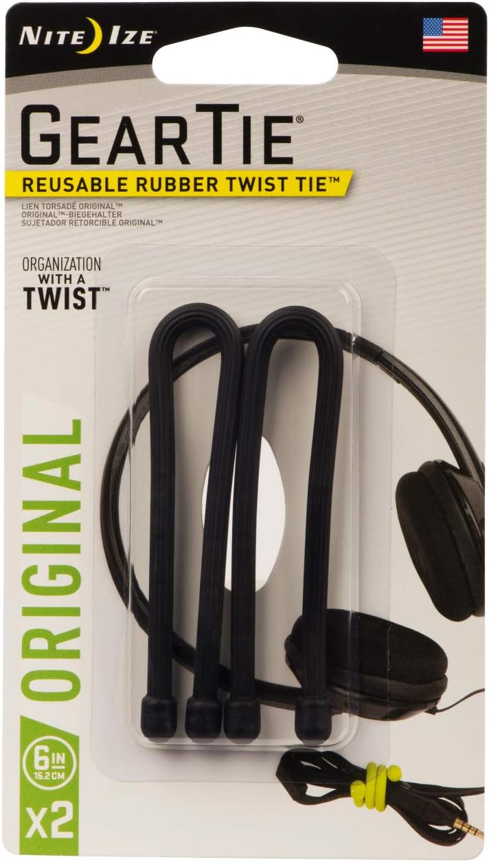 Nite Ize GT6-2PK-01 Original Gear Rubber Twist Tie, 6" - 2-Pack, Black: Home Improvement
