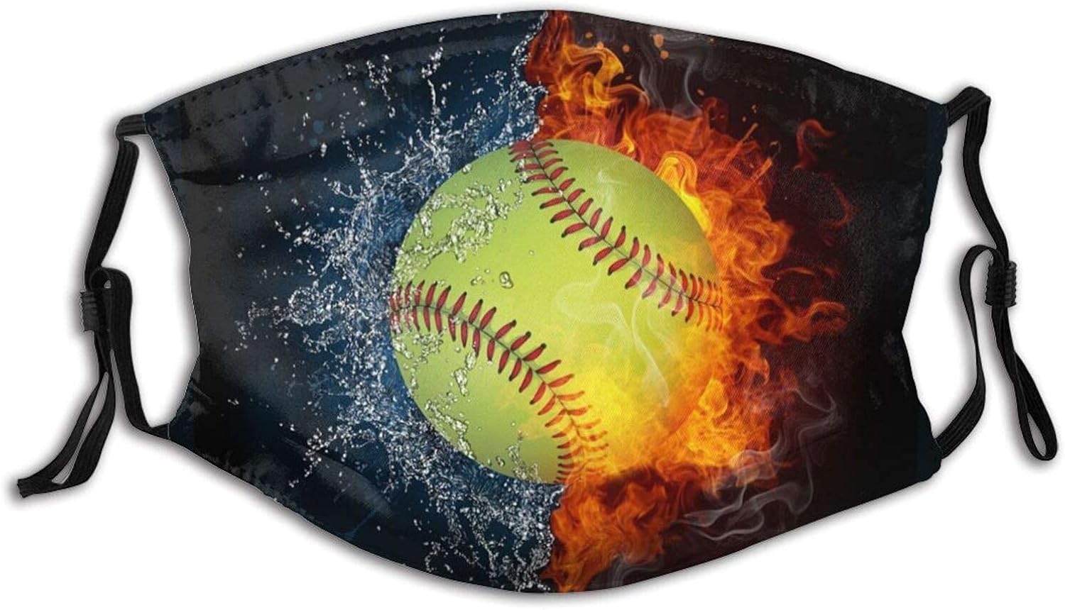 Softball Print Face Mask with 2 Pcs Filters, Sports Mask Reusable