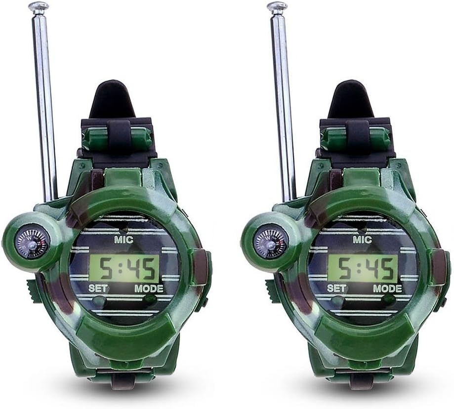 WOVELOT 1 Pair LCD Radio 150M Watches Walkie Talkie 7 in 1 Children Watch Radio Interphone Toy (Color: Green)