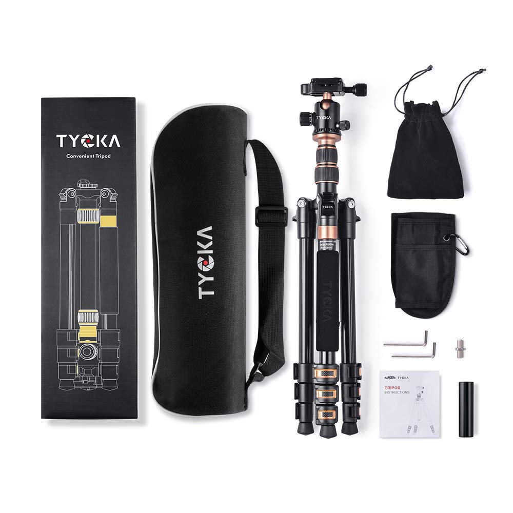 TYCKA Rangers 56” Compact Travel Tripod, Lightweight Aluminum Camera Tripod for DSLR Camera with 360° Panorama Ball Head and Carry Bag