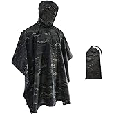 Fousam Camo Rain Poncho, Multi Use Waterproof Rain Coat