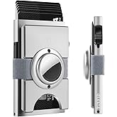 TOYFID Minimalist Wallet for Men,Slim Wallet Compatible with AirTag,Card Holder Metal Wallet,Pop Up Wallet,Metal Card Holder,Quick Access Card,Rfid Blocking Protection,Hold 12+ Credit Cards (Silver)