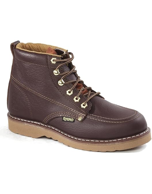 NEW Rhino Men\'s Style 61M28 Work Utility Brown Boots Size 9 Amazon.com: Rhino 61M28 6 inch Plain Toe Leather Work Boot  main image 2