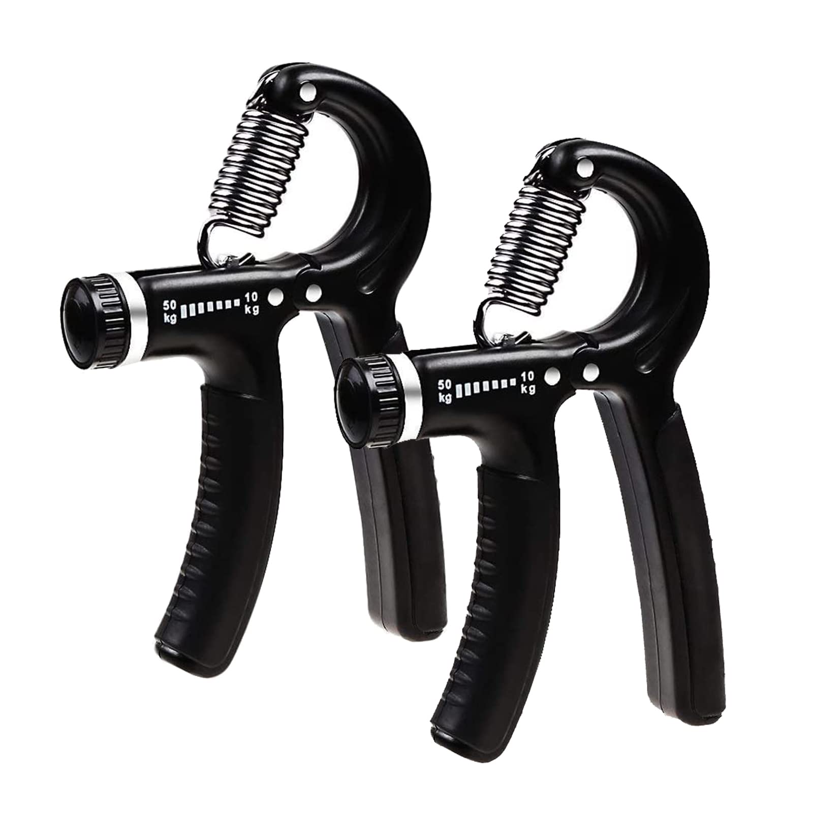 IDEAPRO 2pcs Adjustable Hand Grip Exerciser (10-50kg) - Strengthen Grip, Hand Squeezer, Forearm Grip, Hand Exercise, Gripper, Finger Strengthener (Black)