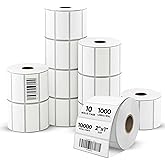 PackGurus 2" x 1" Direct Thermal Labels, Multipurpose Barcode Address Label Compatible with Rollo, Zebra, Munbyn, Nelko Thermal Label Printers 10 Rolls/10000 Labels