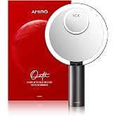 AMIRO 9"LED Makeup Mirror with 10X Magnification,3Colors&amp;6 Brightness,Black | Smart Sensor, Touch-Control, Rechargeable, Cordless, Memory Function, Free Rotation