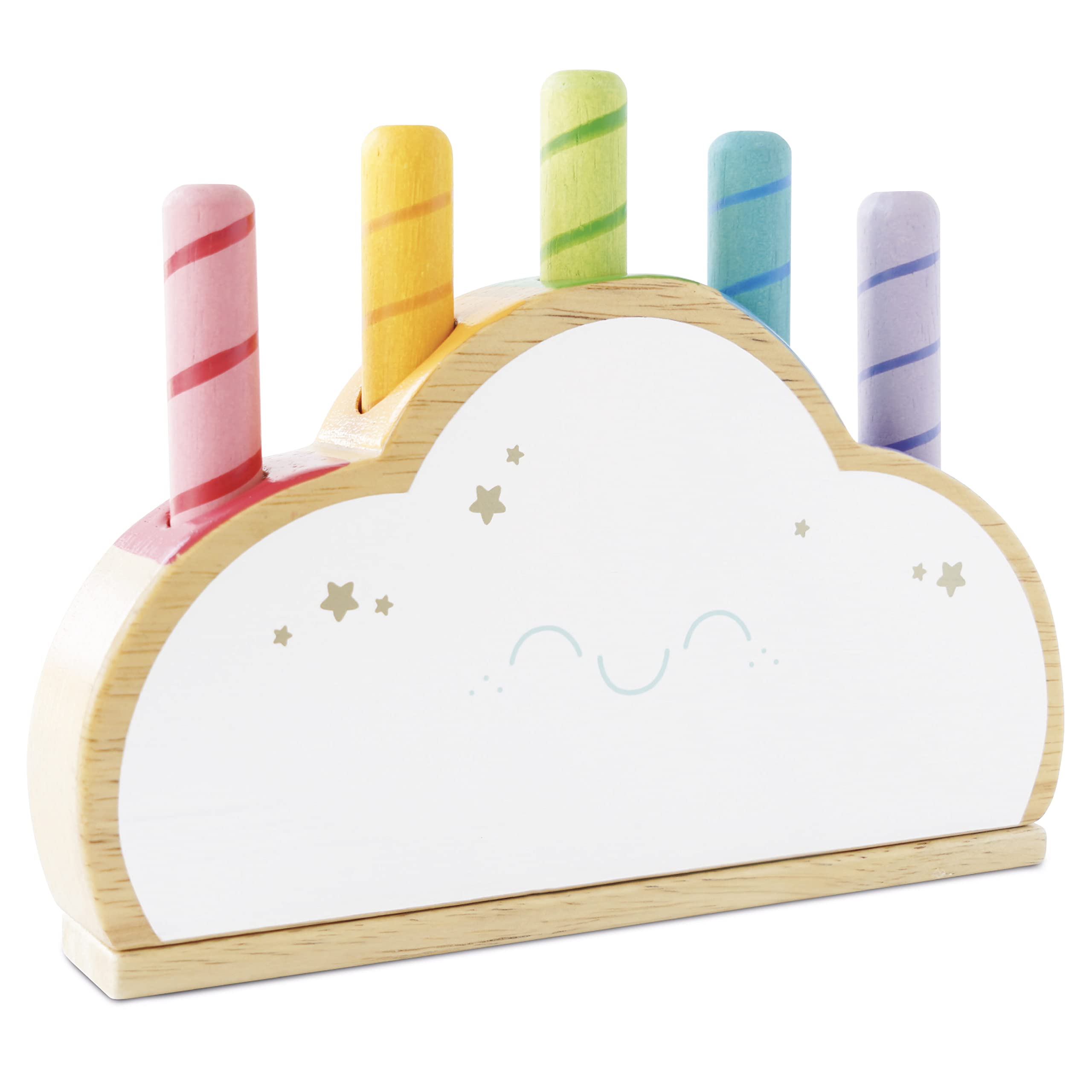 Le Toy Van PL133 Wooden Educational Petilou Rainbow Cloud Pop Press and Release Baby Sensory Montessori Toddler Learning Toy-Suitable for 18+ Months