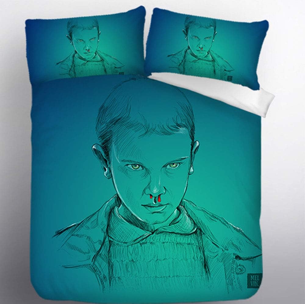 CLOVERDRESS 3D Stranger Things Duvet Cover Set Thrilling Stranger Things Bedding Set 100% Microfiber Adolescent, Adult Bed Set 3pc Including 1Duvet Cover,2Pillowcases Style8 Twin