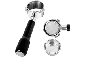 VOURMIO 54mm Bottomless Portafilter - 3 Ears with Stainless Steel Filter Basket, Fits Breville Barista Express, Pro, Touch, Bambino Plus, Infuser (880BSS, 870XL, 878BSS, 500BSS, 840XL), Black