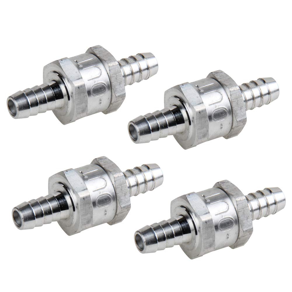 4PCS 6mm 8mm 10mm 12mm Diameter Aluminum Fuel Non Return Check Valve One Way Petrol Diesel Fuel Oil Fit for Carburetors Silver