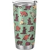 Yasala Tumbler Cartoon Racoon Insulated Coffee Cup Beverage Container Travel Mug with Straw and Lid Double Wall Stainless Steel 20oz Office, Back to School