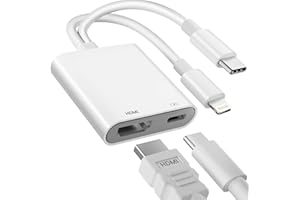 USB-C and Lightning to HDMI Adapter for iPhone to TV, 4K@60Hz MFi Certified Lightning to Digital AV Adapter with 100W Chargin