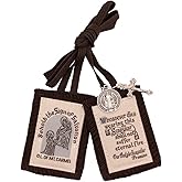 Handmade Brown Scapular with St. Benedict and Crucifix Pendants | Catholic Devotional Accessory | Great Christian Gift for First Holy Communion and Confirmation