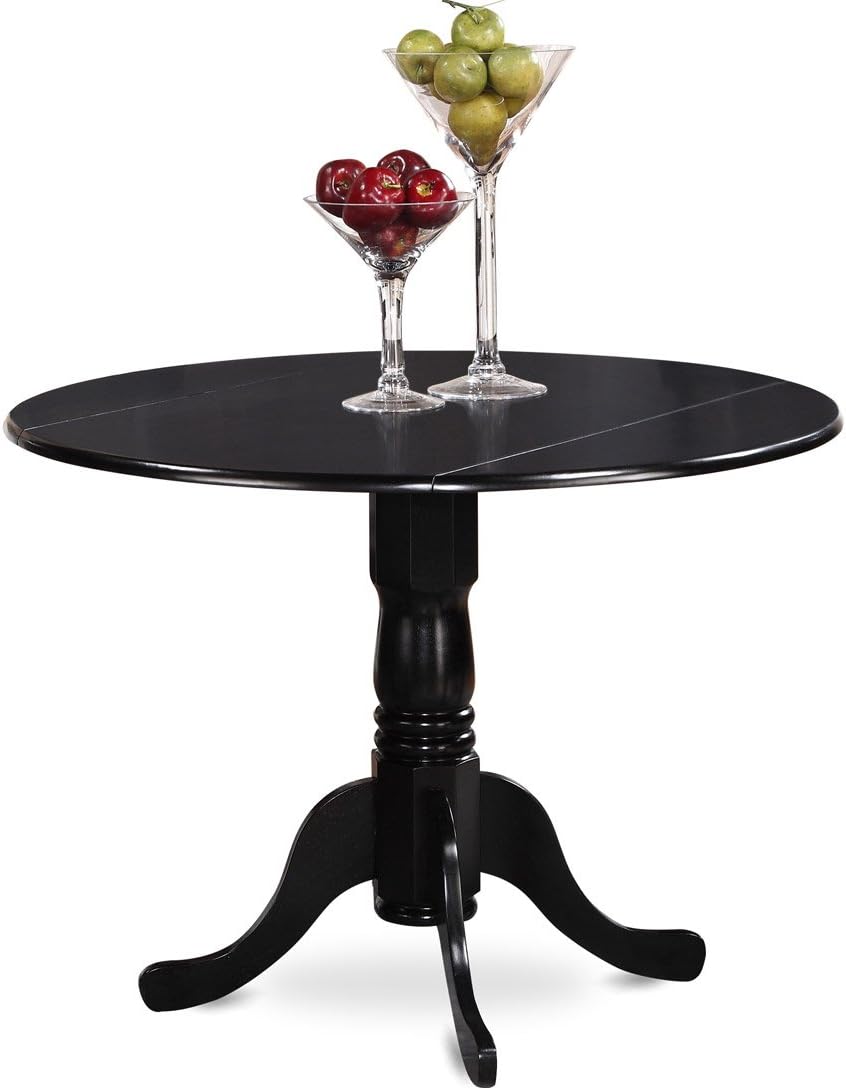 East West Furniture Dublin Table-Black Table Top Surface and Black Finish Pedestal Legs Hardwood Frame Dining Room Table: Furniture & Decor