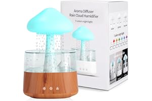Cloud Rain Humidifier for Bedroom & Large Room - Essential Oil Diffuser with 7 Colors LED Lights - Auto Shut-Off - It Can Wor