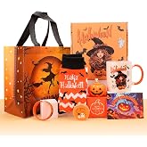 Boo Basket Gifts for Women,Halloween Witch Set for Women,Halloween Theme Ceramic Mug, Scented Candle, Bath Bom, Socks,halloween Pumpkin Gifts Set for Friends, Sister, Mom,Coworker,Party Supplies