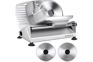 Meat Slicer, Anescra 200W Electric Deli Food Slicer with Two Removable 7.5’’ Stainless Steel Blades and Food Carriage, 0-15mm Adjustable Thickness Meat Slicer for Home, Food Slicer Machine
