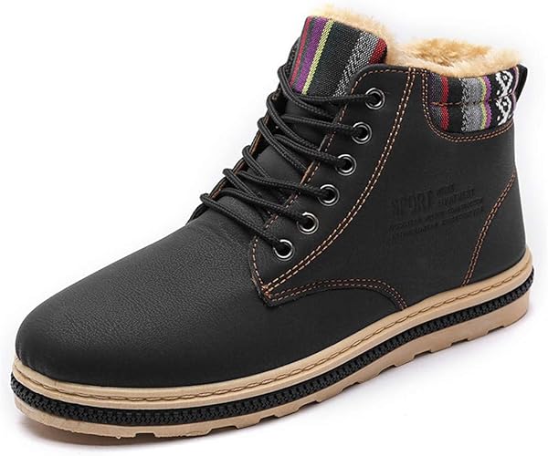 Amazon 麗人島株式會 分割レザーメンズブーツブランドの雪のブーツ冬のブーツの毛皮暖かい快適な靴 麗人島株式會 ハイキング トレッキングシューズ