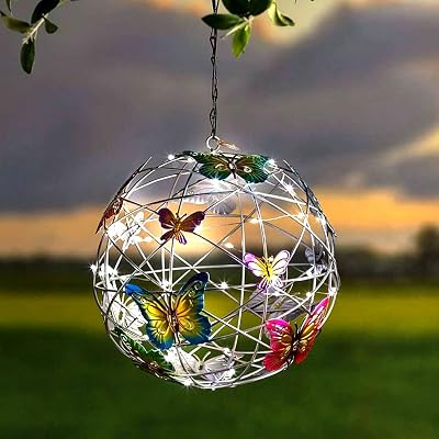 Akin Solar Hanging Butterfly Ball Light Outdoor Garden Decor 8 Butterflies