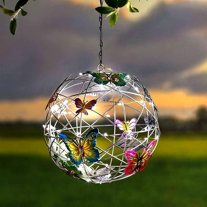 Akin Solar Hanging Butterfly Ball Light Outdoor Garden Decor 8 Butterflies