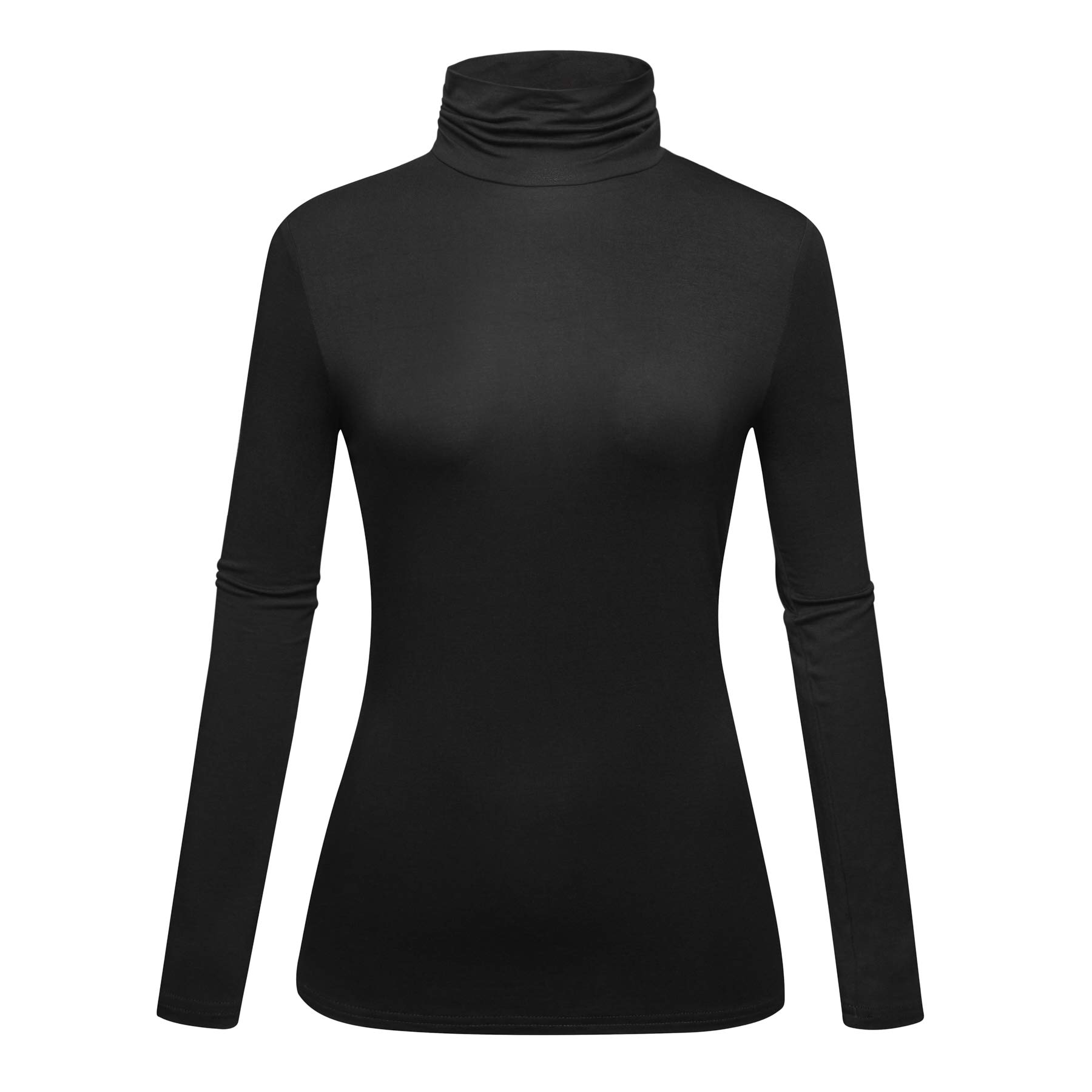 Photo 1 of OThread & Co. Women's Long Sleeve Turtleneck T-Shirt Basic Stretch Layer Comfy High Neck Top (Large, Black)