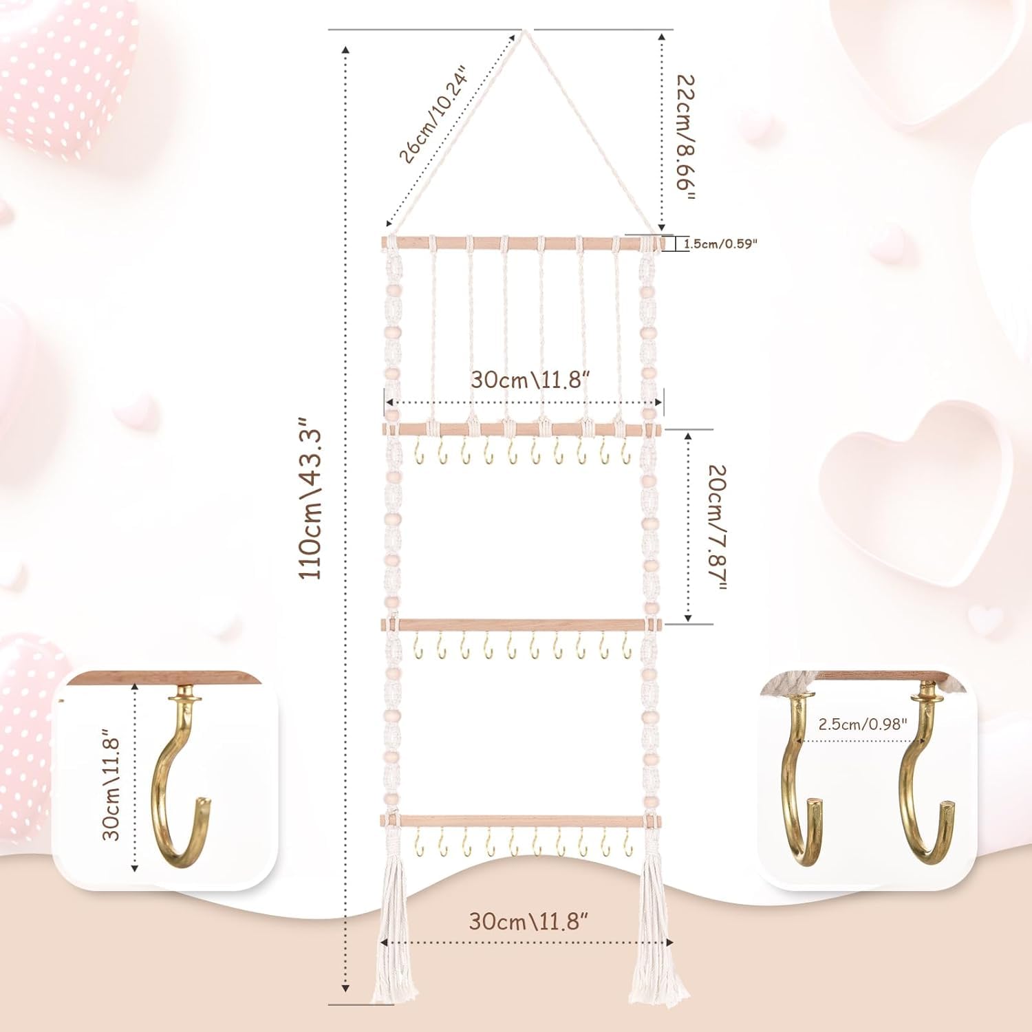 VISATOR Headband Holder Bows Organizer For Girls Hair Bows Holder Baby Headband Hair Accessories Organizer For Baby Bow Hanger Storage For Girls Hair Bows For Toddler Room Wall Decor (W1)