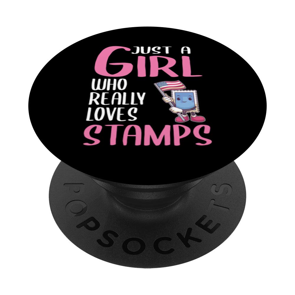 Womens Stamp Gift Just A Girl Who Really Loves Stamps PopSockets PopGrip: Swappable Grip for Phones & Tablets