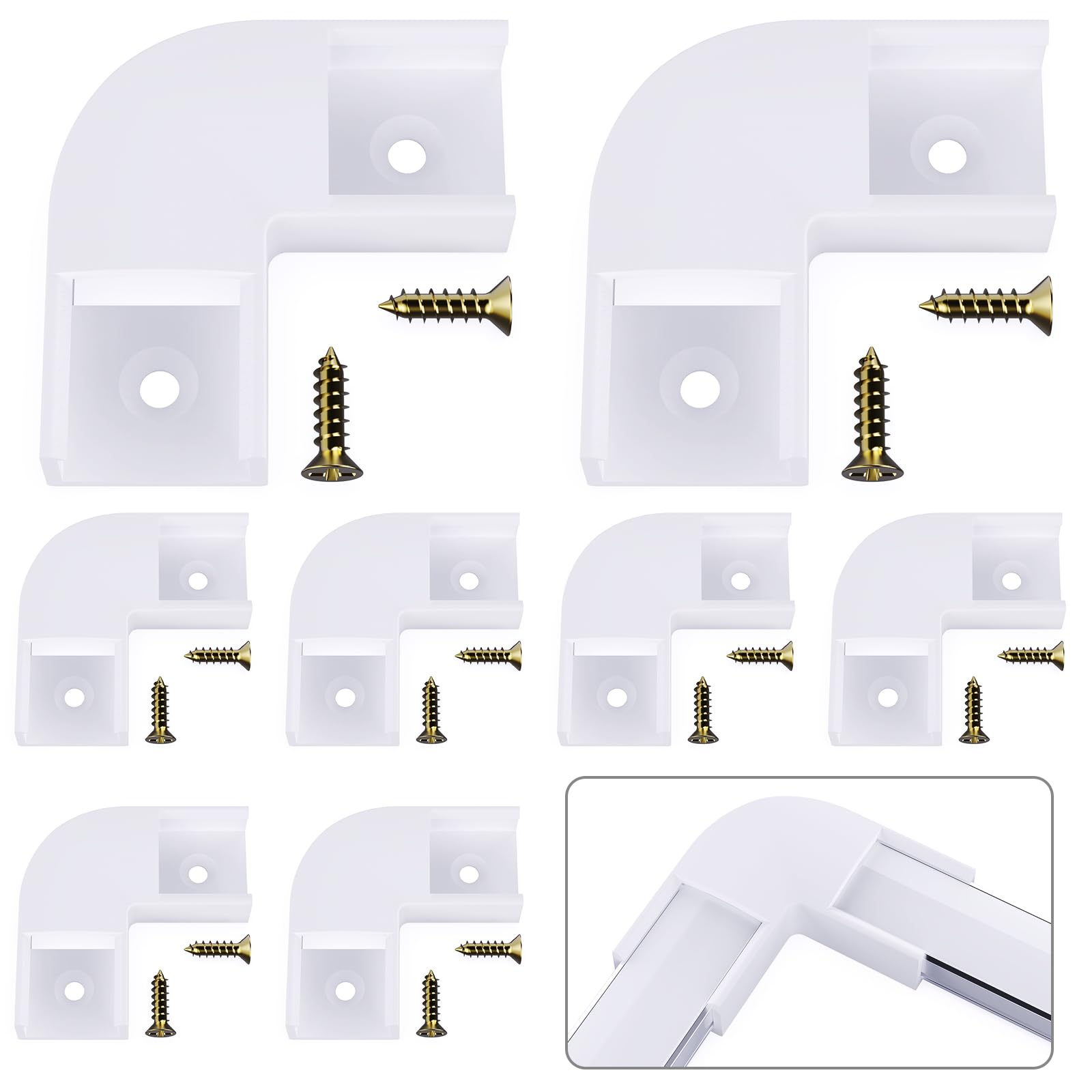90 Degrees Connectors to Connect 2 channels For U-Shape Led Aluminum Channel For(B07RDKKHSV B07RJVV9MY B07KR7H4B6), Including 8 Led Profile 90 Degree Corner Connectors and 16 Screws (8PCS-for U)
