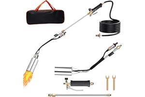 Hordolry Propane Torch Weed Burner Kit, 1,800,000 BTU Flame Thrower with 10FT Hose & Self-Igniter and Bag, Multi-Use for Snow