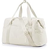 BAGSMART BAGSMART Gym Bag for Women, Carry on Weekender Overnight Bag, Travel Duffel Bags with Trolley Sleeve, Personal Item Travel Bag Tote Bag Workout Dance Bag(Light Beige-Large)