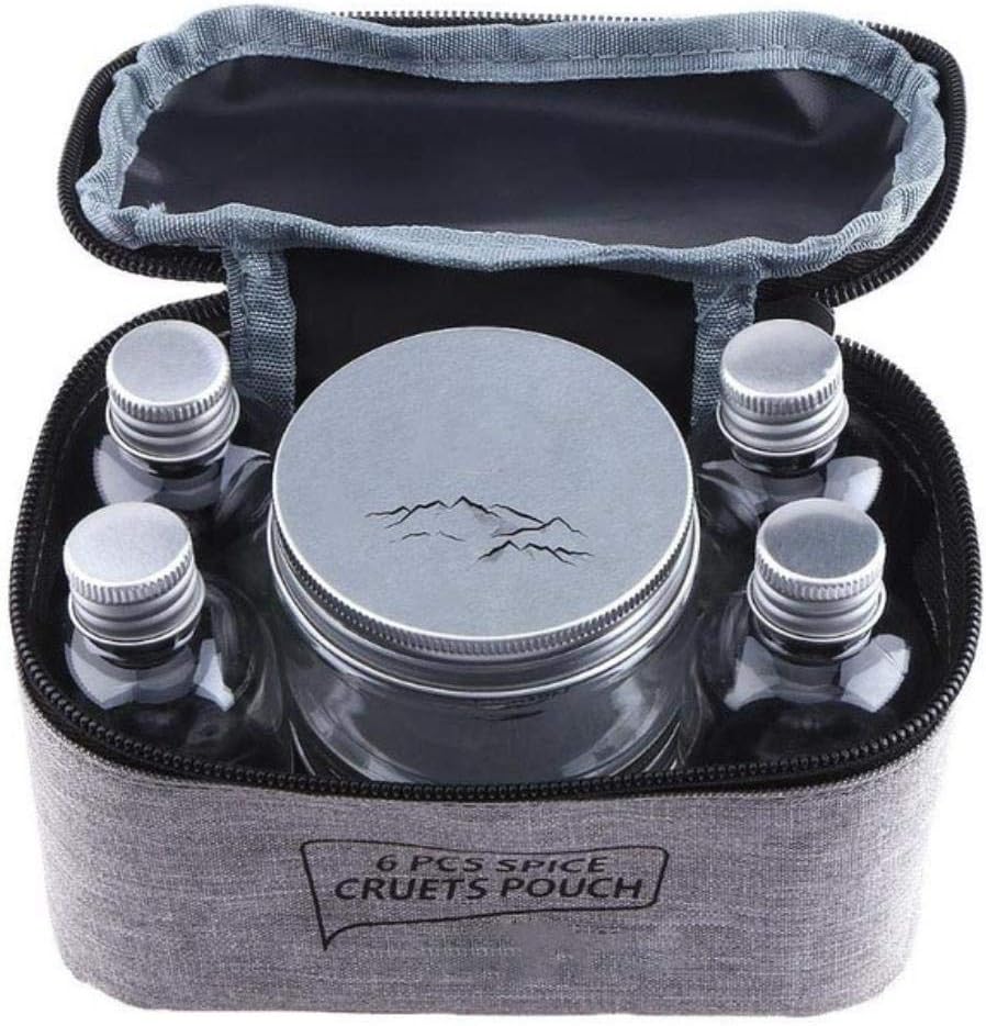 CTOBB 7pcs/set Outdoor Camping Tableware Storage Container Spice Jar Seasoning Box Portable Oil Bottle For BBQ Picnic Outdoor Props,As Shown