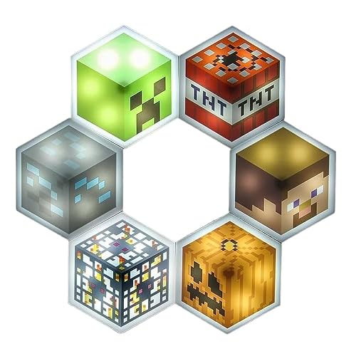 Minecraft Iconic Blocks Paladone Minecraft Officially Licensed LED Hexagon Block Light ...