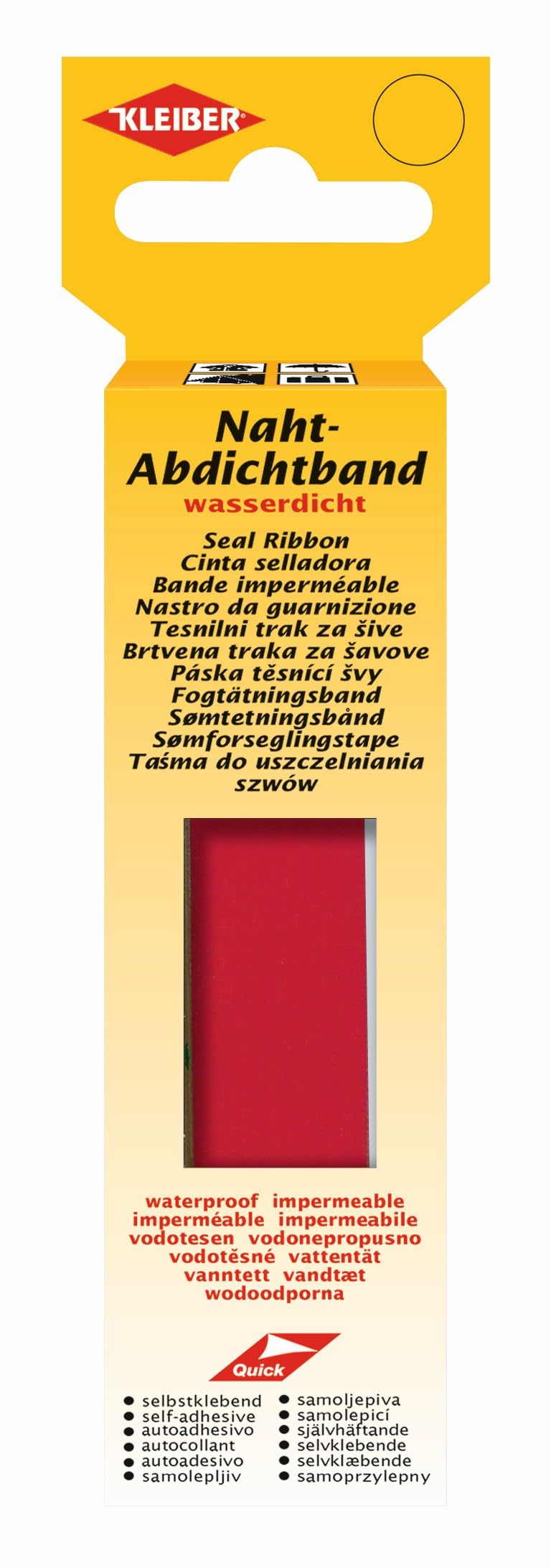 Kleiber 3 m x 2 cm Self Adhesive Waterproof Fabric Seam Repair Tape for Tents Coats Umbrellas Etcetera, Red
