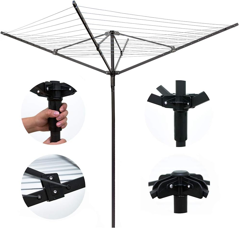 Abaseen 50M Clothes Airer Rotary Washing Line Outdoor Indoor, Grey 50m - Image 3