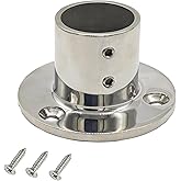 Douzime 90&deg; Boat Deck Handrail Rail Fitting Round Base for 1-1/4" Tube Pole | 316 Marine Grade Stainless Steel Round Base Flange for 32mm Bar Tubing