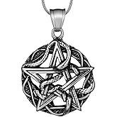 Pentagram Pentacle Wiccan Necklace -Star Satanic Pendant 316L Stainless Steel Traditional Seal of Solomon Tetragrammaton Eliphas Levi's Pentagra Wicca Punk Retro Jewelry