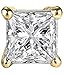 FANTOM Unisex Gold Overlay 925 Sterling Silver Princess Cubic Zirconia Square White Cz Stud Earrings