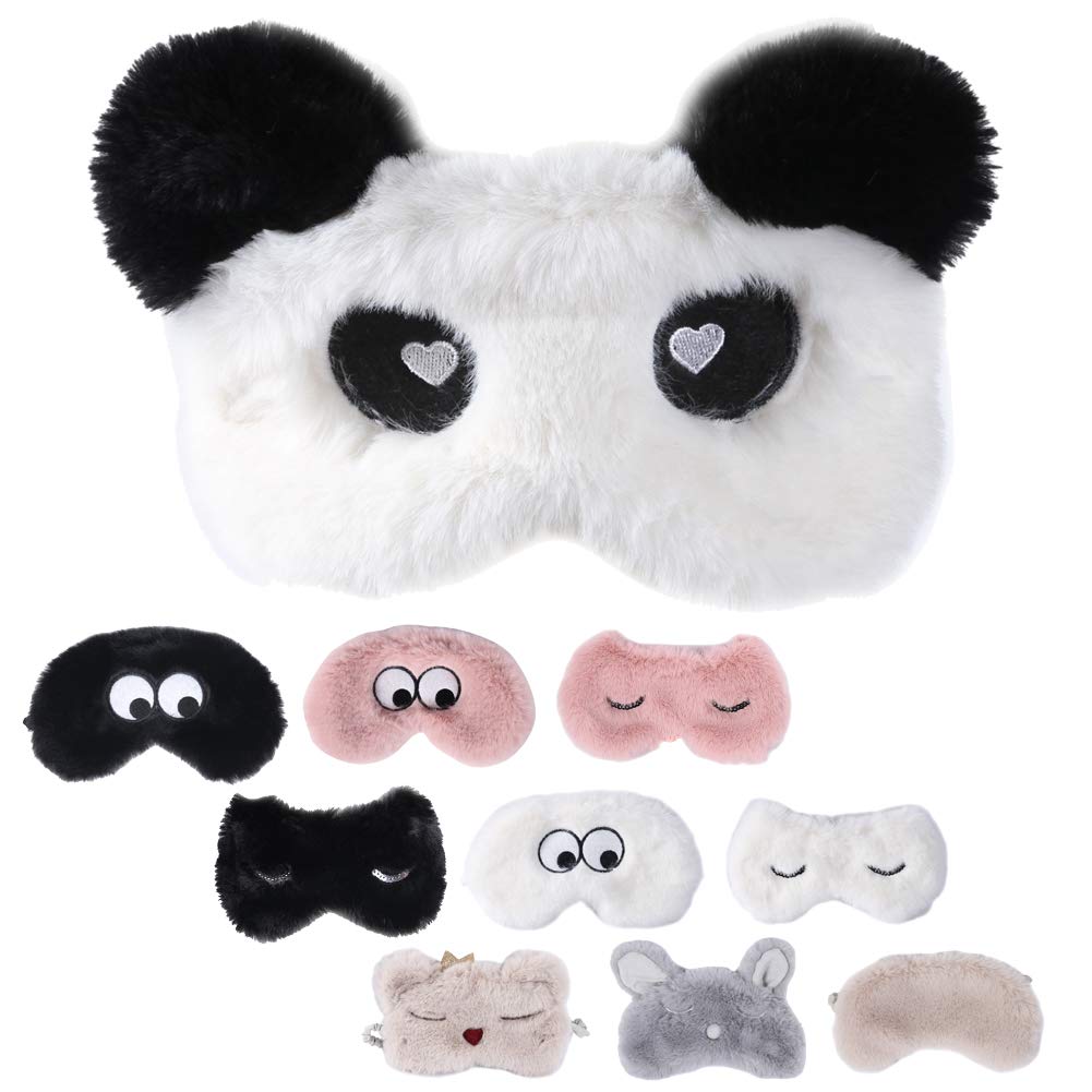 Cute Sleep Mask, EMWM Soft Plush Blindfold Animal Eye Mask for Sleeping Comfortable Super Soft Sleep Eye Mask Naps Night Blindfold Eyeshade Eye Cover Christmas Gift for Boys Girls Wife, Panda