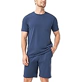 DAVID ARCHY Mens Pajamas Set Short Sleeve Summer Pajamas Soft Cotton Pajamas for Men Lightweight Lounge Set with Pockets