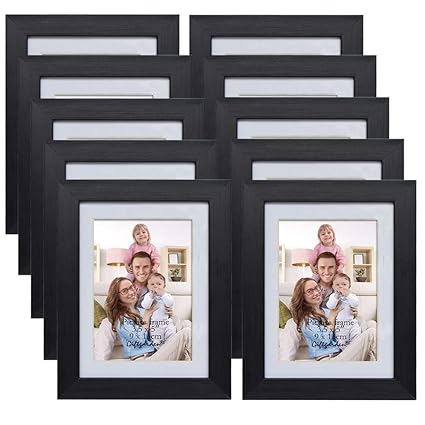 Giftgarden 10er Bilderrahmen Set MIT Passepartout 9x13, OHNE Passepartout 10x15, schwarz