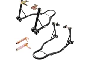 VEVOR Motorcycle Stand Lift 850lbs Front Rear Combo Stand Lift Stand Front Wheel Fork Stand Rear U+L Fork Swingarm Spool Stand Compatible with Most Yamaha Honda Kawasaki Suzuki Motorcycles Black
