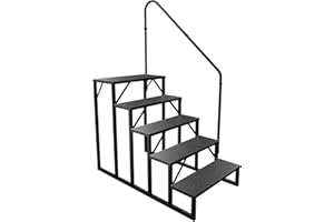 Aysiofdy RV Stairs 5 Step, RV Steps Anti-Slip, Hot Tub Steps with Handrail, 660 lbs Hot Tub Steps Step Ladder for 5th Wheel R