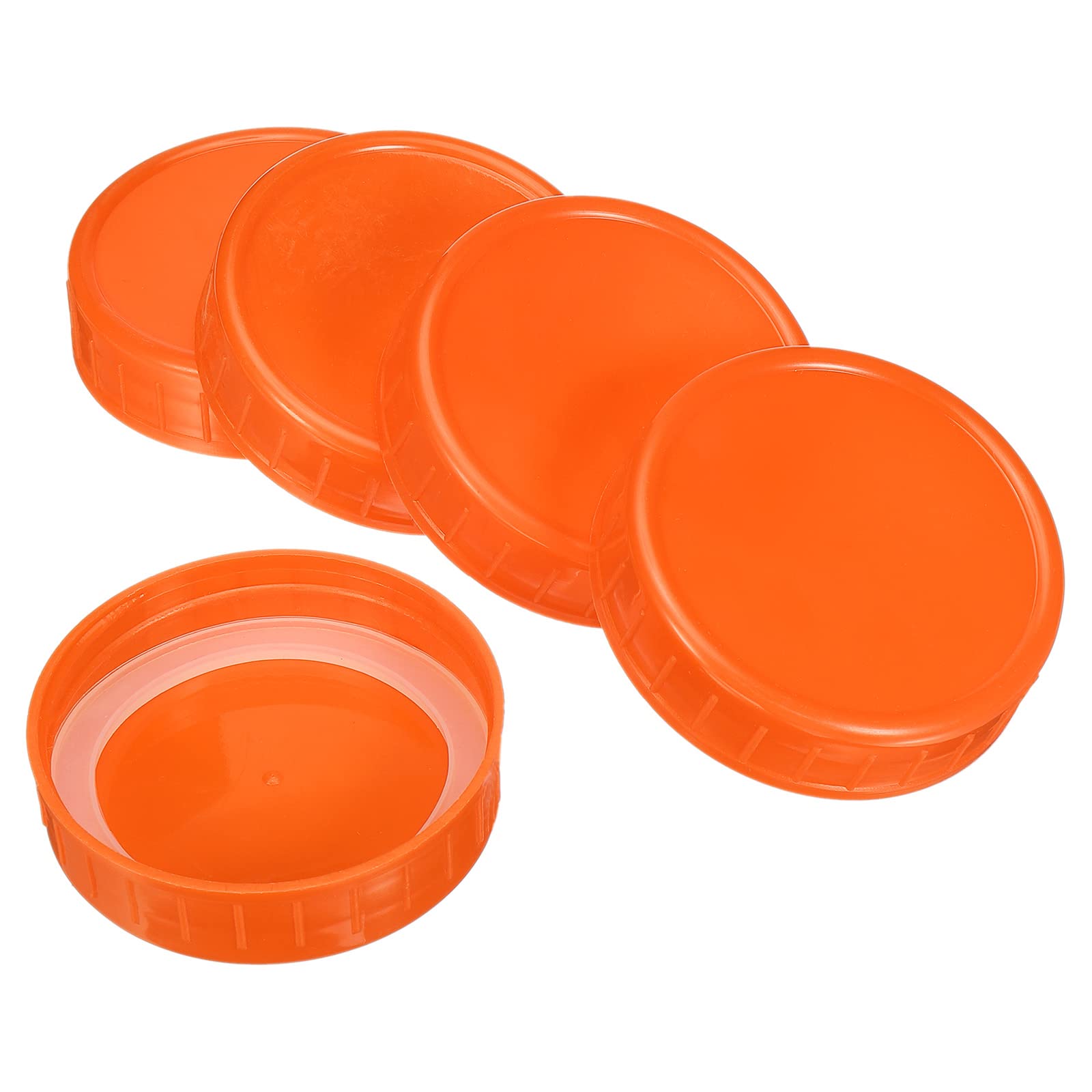 PATIKIL 70mm / 2-3/4" Regular Mouth Plastic Mason Jar Lids, 1Set/10 Pack Canning Jars Caps with Silicone Sealing Ring for Kitchen Storage, Orange