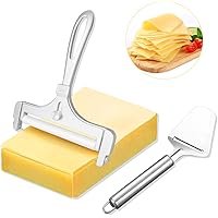 Cheese Slicer, 2 Pcs Stainless Steel Wire Cheese Cutter, Adjustable Thickness Cheese Slicers with Wire, Cheese Plane…