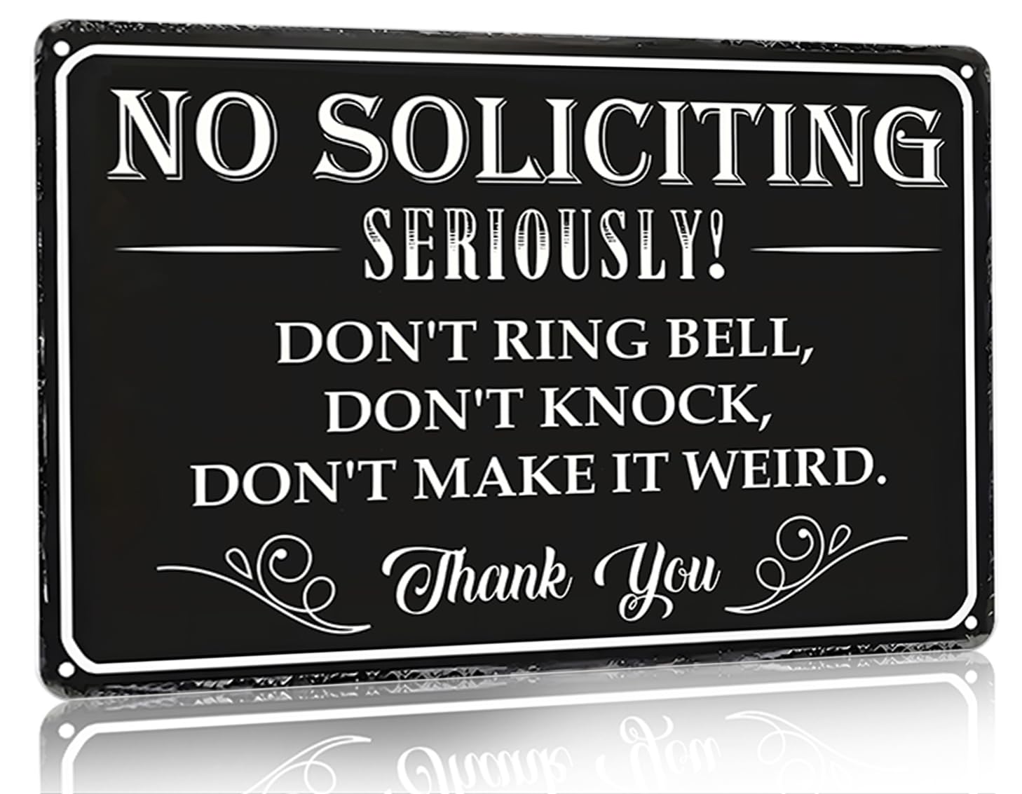 Photo 1 of Bestylez No Soliciting Sign Please Do Not Ring Bell or Knock Vintage Metal Sign for House Office Front Door Porch Yard Wall Decor 8X12 Inch (3079)
