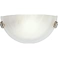 Livex Lighting 4271-91 Home Basics 1 Light Brushed Nickel Wall Sconce with White Alabaster Glass