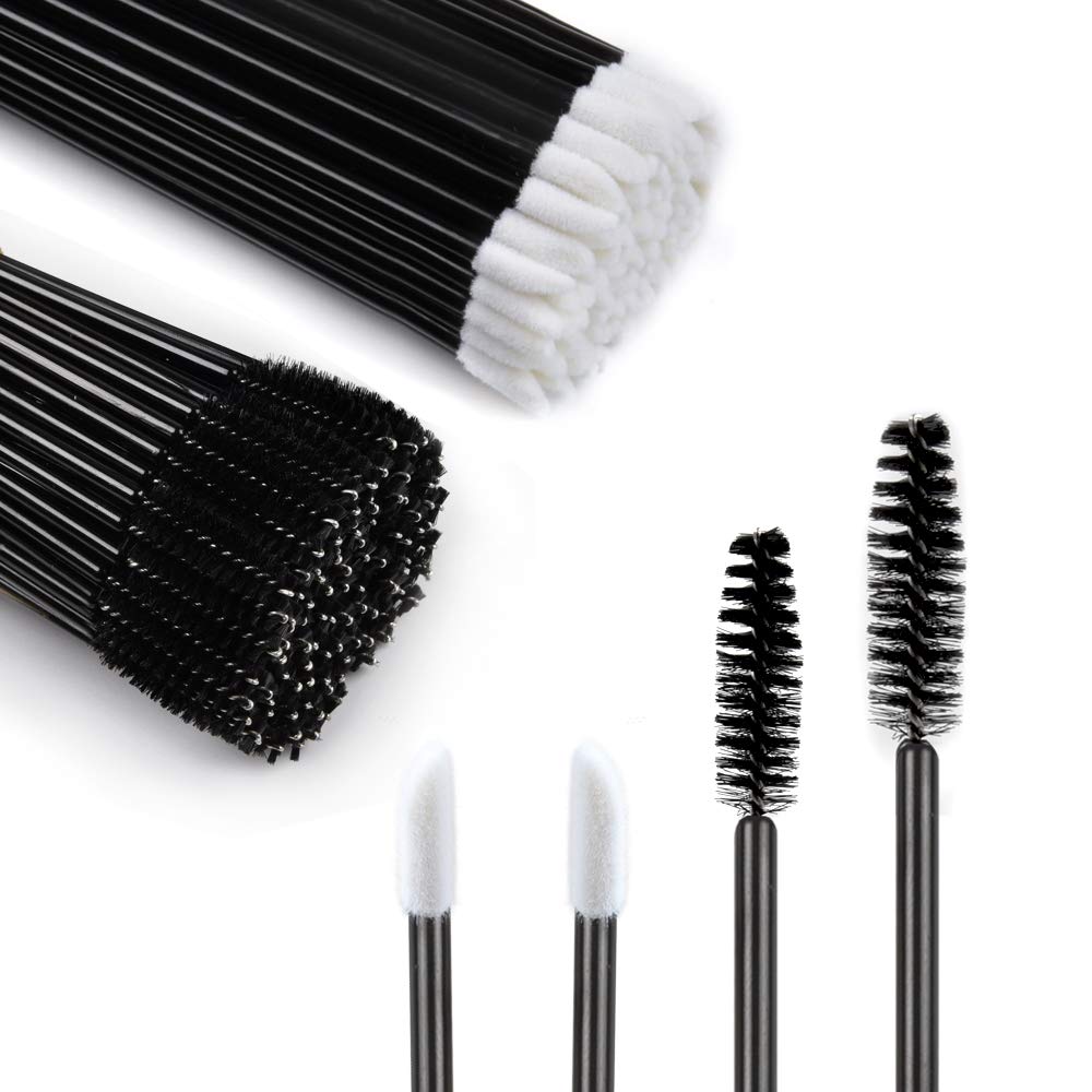 Cosmetic Brush Set, MORGLES 200pcs Black & White, Soft Synthetic Bristles, Bendable & Soft Fiber, for Mascara, Lipstick, Eyelash Care