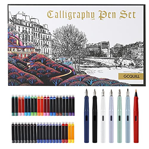 GC Quill Calligraphy Pen Set, 7 Calligraphy Fountain Pens with