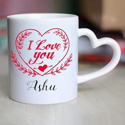 Buy Huppme I Love You Ashu Heart Handle Mug 350 Ml White Online